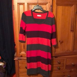 Calvin Klein Small Scoop Neck Striped Knit Dress